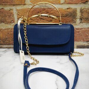 Love Trove Los Angeles Navy Blue Handbag Gold Top Handle Crossbody Bag